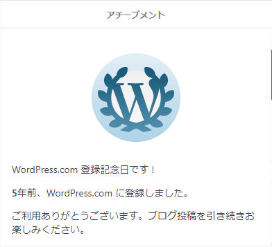 WordPress登録記念日5年目